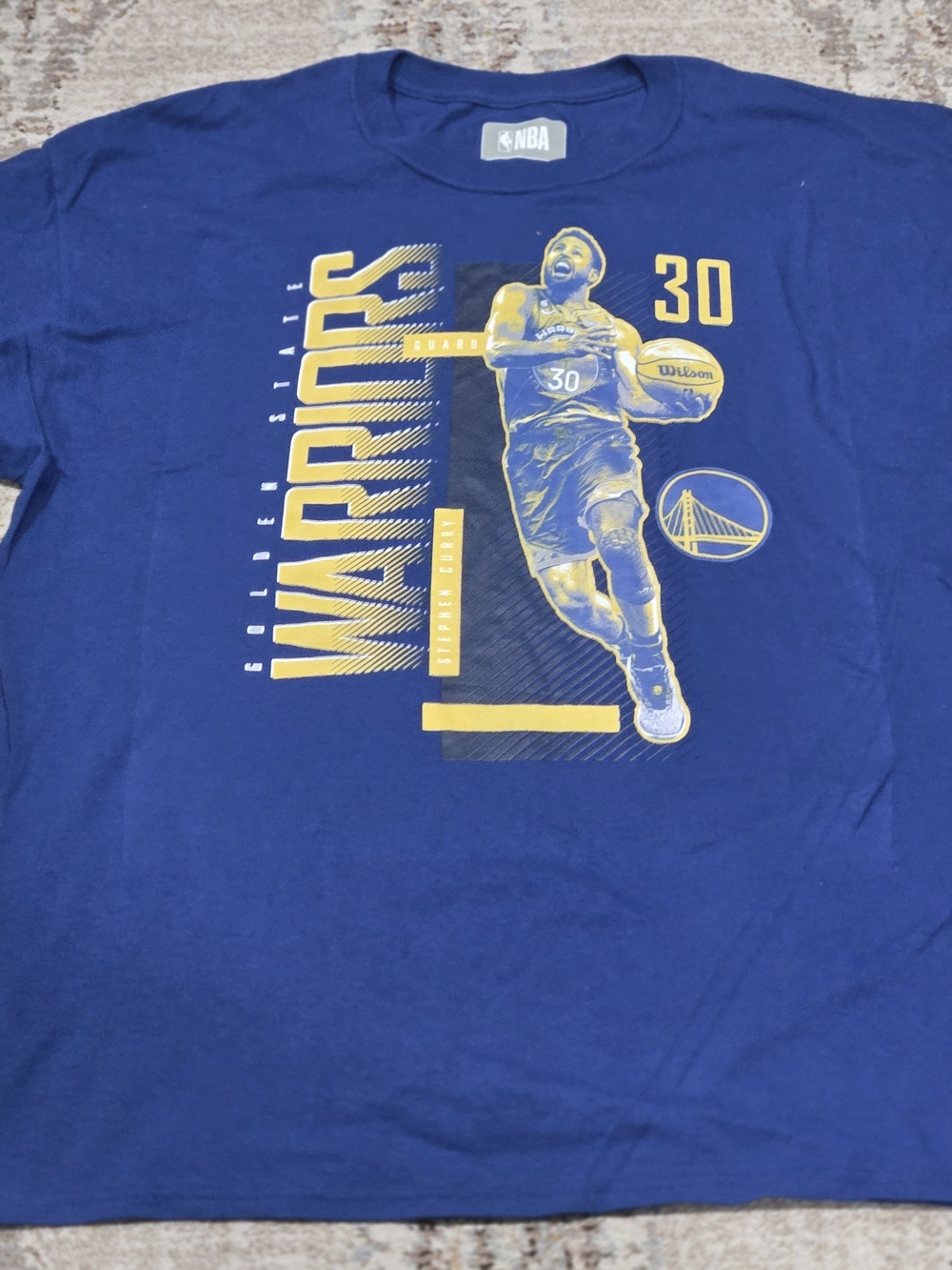 NBA Blue and Yellow Golden State Warriors Stephen Curry Graphic Tee